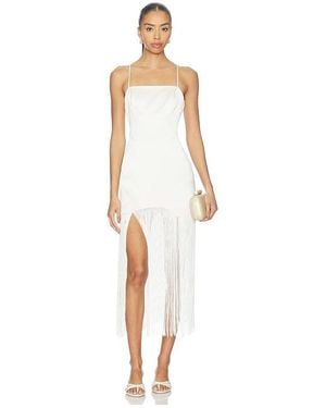 Fleur du Mal Satin Fringe Maxi Dress - White