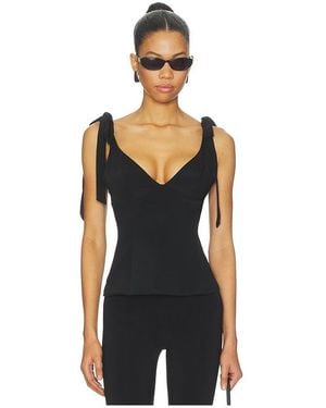 MORE TO COME Brixley Deep V Top - Black