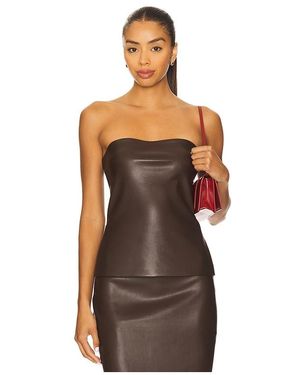 Susana Monaco Faux Leather Tube Top - Brown