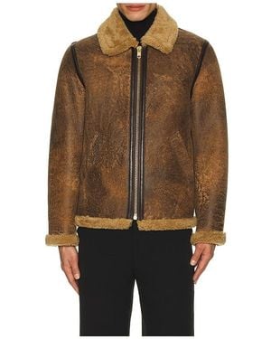 Schott Nyc Sheepskin Jacket - Brown