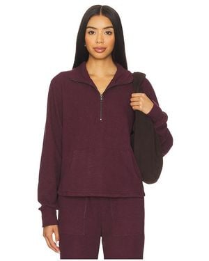 Bobi Half Zip Funnel Neck Sweatshirt - Purple