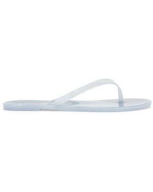 Black Suede Studio Crystal Flip Flop - White