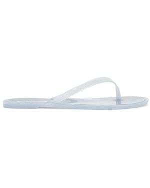 Black Suede Studio Crystal Flip Flop - White