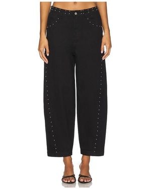 Never Fully Dressed Studded Barrel Jeans - Black