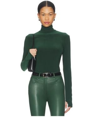 Norma Kamali Slim Fit Long Sleeve Turtle Top - Green