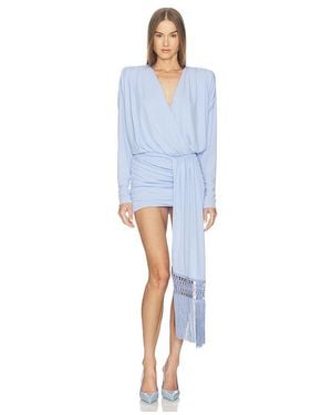 ANDAMANE Dalia Draped Fringe Mini Dress - Blue