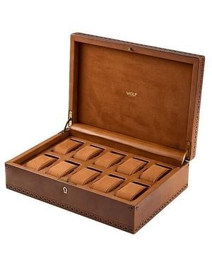 Wolf Brogue 10 Piece Watch Box - Brown