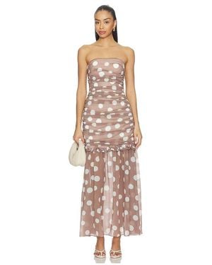 Elliatt Sola Polkadot Strapless Gown - White