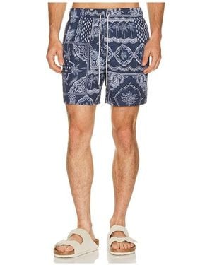 Vintage Summer 4 Way Stretch Volley Swim Trunk - Blue
