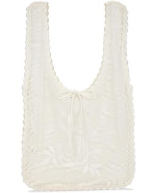 For Love & Lemons Rose Crochet Tote - White