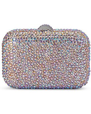 OLGA BERG Casey Hot Fix Encrusted Clutch - Purple