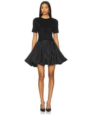 Jonathan Simkhai Kenz Short Sleeve Knit Combo Ruffle Mini Dress - Black