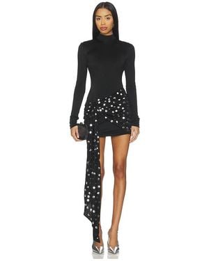 David Koma Polka Dot Overlay Detail Mini Dress - Black