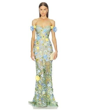 Bronx and Banco Portofino Floral Jasmine Off The Shoulder Gown - White