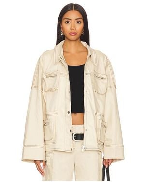 BY.DYLN Twill Utility Cargo Jacket - Natural