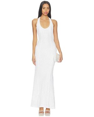 GUIZIO Scarf Open Neck Dress - White