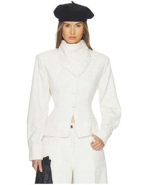 Helsa Tweed Button Down Shirt With Bandana - White