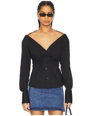 GOOD AMERICAN Poplin Off Shoulder Top - Black