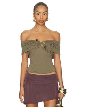 Bardot Martina Off The Shoulder Top - Green