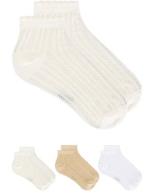 Stems 3-Pack Lace Knit Ankle Socks - White