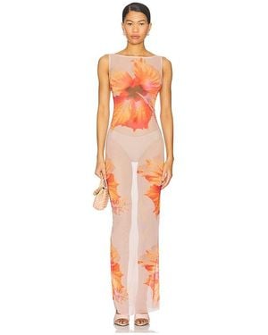 GOOD AMERICAN Gauze Mesh Maxi Dress - Orange