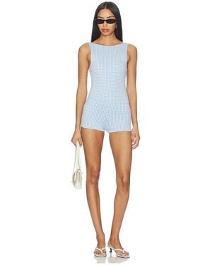 MORE TO COME Penelope Boat Neck Romper - Blue