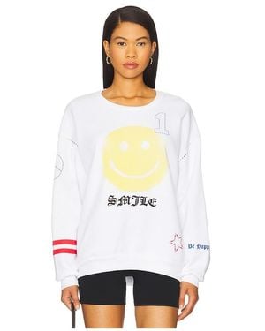 Lauren Moshi Babbs Spray Happyface Elements Oversized Pullover - White