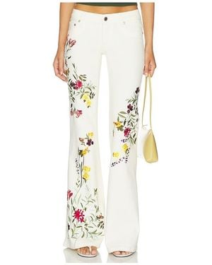 Alice + Olivia Chic Embroided Jean - White