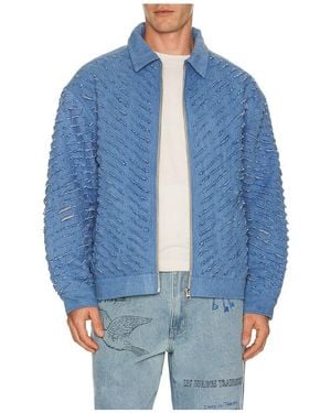 Pas Une Marque Cut Through Denim Jacket - Blue