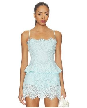AFRM Ari Peplum Top En Color Bebe Azul Talla (También En Xl)