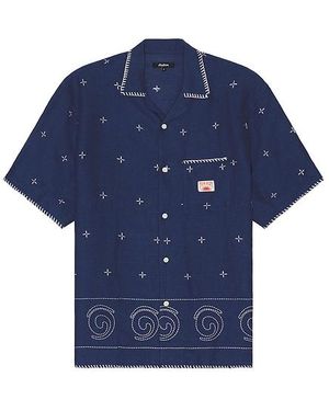 Malbon Golf Ronin Linen Button Down Shirt - Blue