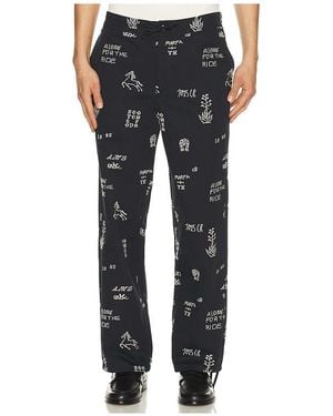 Scotch & Soda Embroidered Cotton Blend Relaxed Trousers - Black