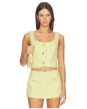 Alice + Olivia Shila Scoop Neck Button Down Corset Top - Yellow