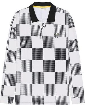 Devereux Golf Back 9 Checker Long Sleeve Polo En Color Blanco Talla En - Multicolor