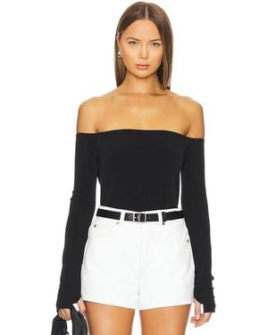 Norma Kamali Long Sleeve Off Shoulder Top - Black