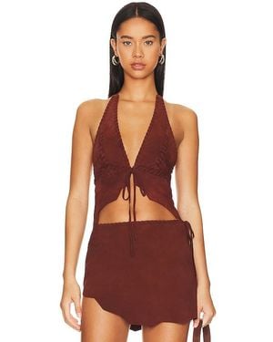 Lovers + Friends Suede Leather Top - Red