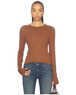 Enza Costa Cashmere Easy Cuffed Crew Top - Blue