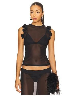 nastyamasha Mesh Ruffle Top - Black