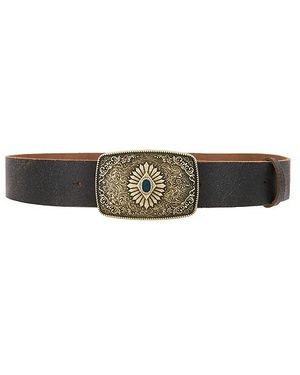 Lamarque Metal Buckle Leather Belt - Brown