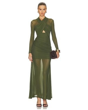 Bardot Veria Wrap Mesh Maxi Dress - Green