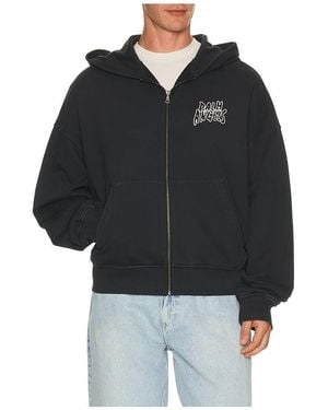Palm Angels Palm Leaf Zipped Loose Hoodie - Schwarz
