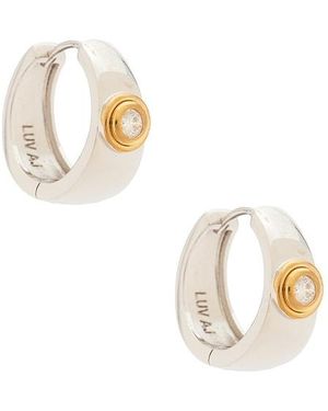 Luv Aj The Luna Bezel Hoops Earring - Metallic