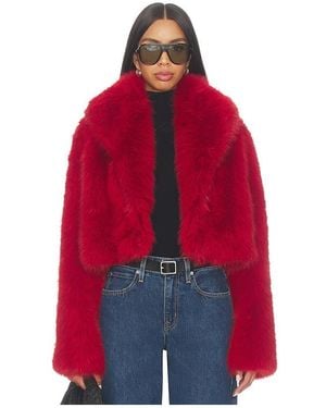 Nakedvice The Delaney Cropped Fur Jacket - Red