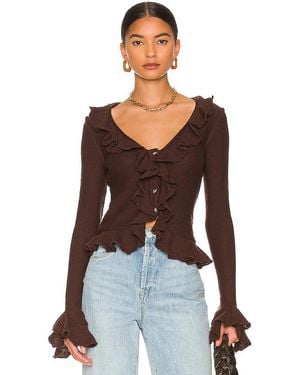 LPA Cárdigan Ruffle En Color Chocolate Talla (También En S, Xxs, Xs) - Blanco