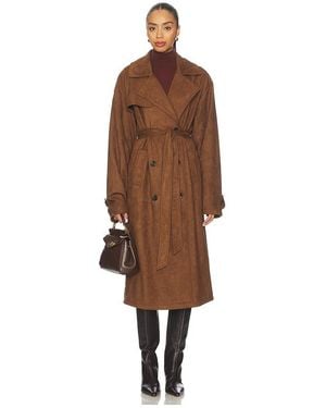ALL THE WAYS Milana Faux Suede Coat - Brown