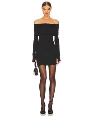 Helsa Matte Jersey Off Shoulder Mini Dress - Black