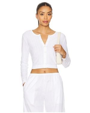 Leset Pointelle Crop Cardigan - White