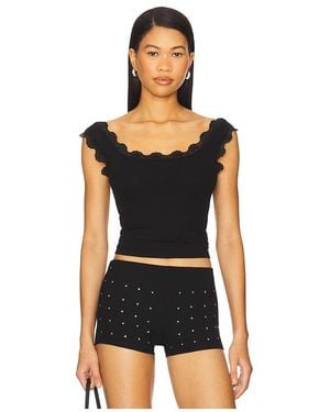 LNA Cassidy Lace Ribbed Tank - Black
