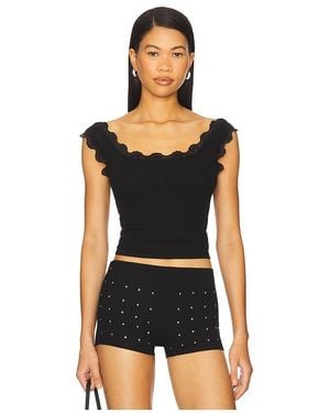 LNA Cassidy Lace Ribbed Tank - Schwarz