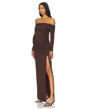 BUMPSUIT Off The Shoulder Evening Dress - Brown